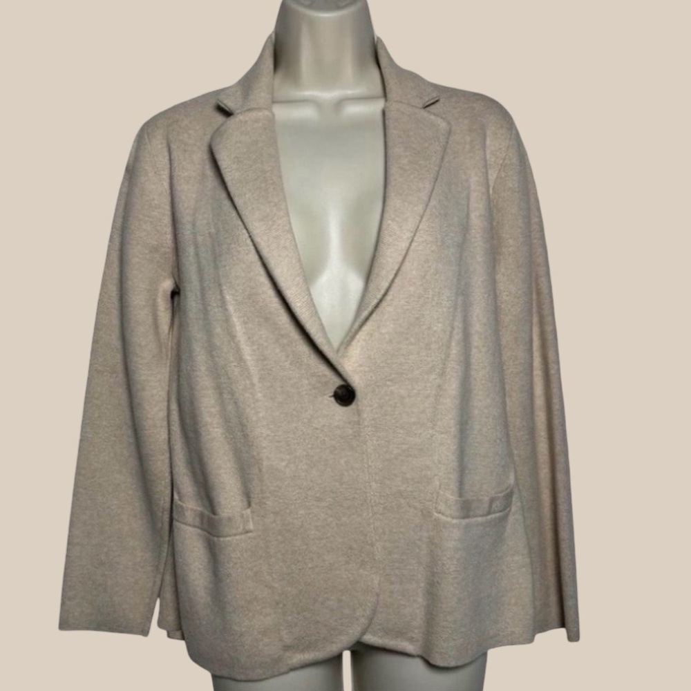J. Crew Factory Schoolboy Sweater Blazer Cream Knit Jacket Single Button SZ PM